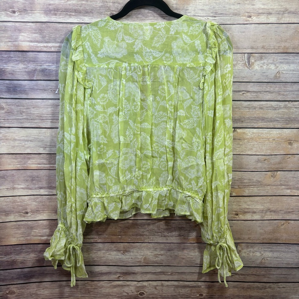 Anthropologie Light Green Floral Blouse - Picture 10 of 11